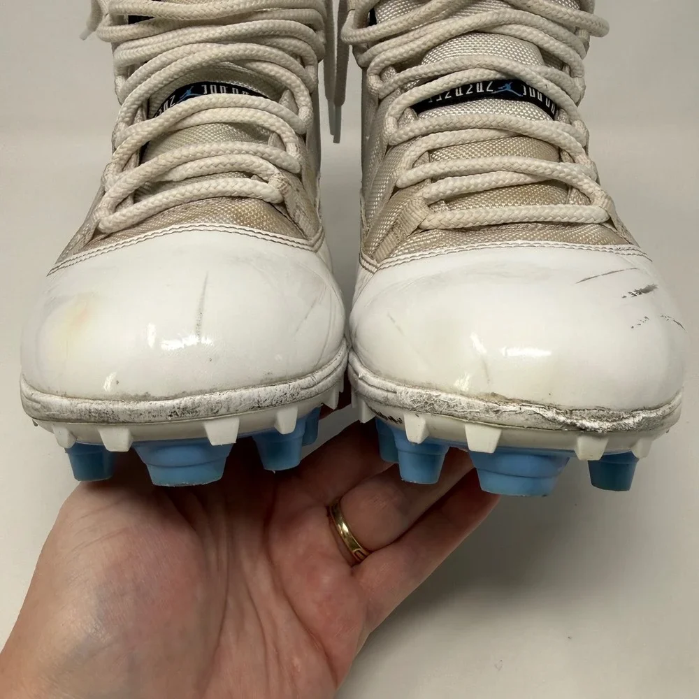 Jordan 11 Retro TD Football Cleats White Columbia Blue AO1561-117 Mens 11.5